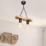 [lux.pro] Hanglamp Hemel 2xE27 zwart houtkleurig en jute, Huis en Inrichting, Lampen | Hanglampen, Verzenden, Nieuw