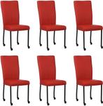 Set van 6 Rode leren moderne eetkamerstoelen - poot vierkant, Huis en Inrichting, Overige kleuren, Nieuw, Leer, Ophalen of Verzenden