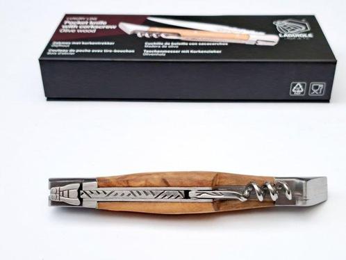 Laguiole - Corkscrew with Pocket Knife - Olive Wood - style, Antiek en Kunst, Antiek | Keukenbenodigdheden