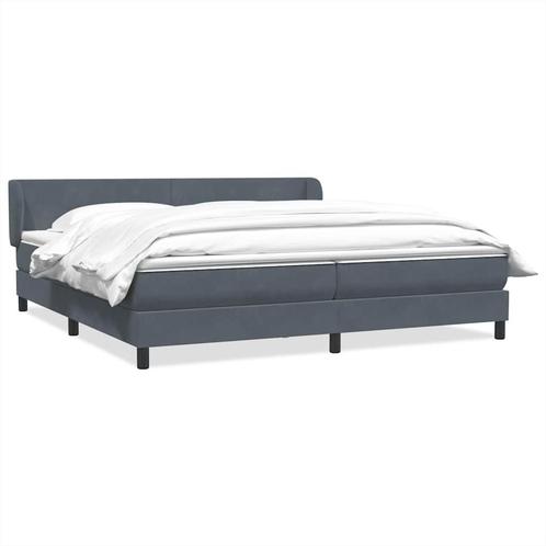 vidaXL Bed boxspring met matrassen 200x220 cm fluweel, Huis en Inrichting, Slaapkamer | Bedden, Grijs, Nieuw, Stof, Tweepersoons