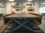 stoere robuuste industriële vergadertafel tafel eettafel, 100 tot 150 cm, Metaal, Tafelblad, Stoer industrieel industrie landelijk design