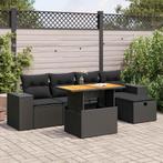 vidaXL 6-delige Loungeset met kussens poly rattan acacia, Verzenden, Nieuw, Rotan, Loungeset