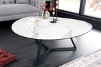 Moderne salontafel MARVELOUS 90cm wit marmeren keramiek, Huis en Inrichting, Tafels | Salontafels, Ophalen of Verzenden, Nieuw