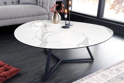 Moderne salontafel MARVELOUS 90cm wit marmeren keramiek, Huis en Inrichting, Tafels | Salontafels, Ophalen of Verzenden