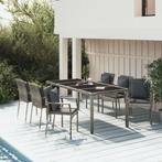 vidaXL 7-delige Tuinset met kussens poly rattan grijs, 6 zitplaatsen, Nieuw, Tuinset, Verzenden