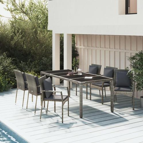 vidaXL 7-delige Tuinset met kussens poly rattan grijs, Tuin en Terras, Tuinsets en Loungesets, Tuinset, Nieuw, 6 zitplaatsen, Rotan