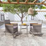 vidaXL 3-delige Tuinset poly rattan grijs, 3 zitplaatsen, Nieuw, Tuinset, Verzenden