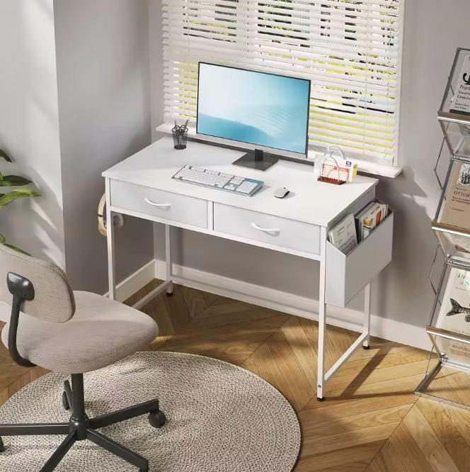 Wit Bureau met Laden en Opbergtas – Modern en Compact, Computers en Software, Laptoptafels, Nieuw, Verzenden