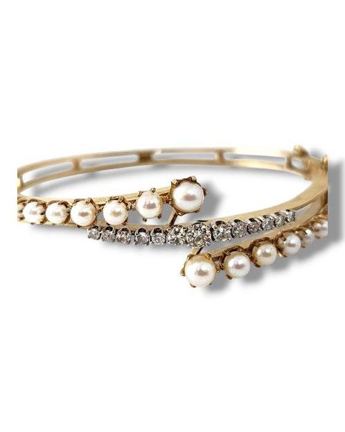 Armband - 14 karaat Geel goud, Antieke armband met, Sieraden, Tassen en Uiterlijk, Armbanden