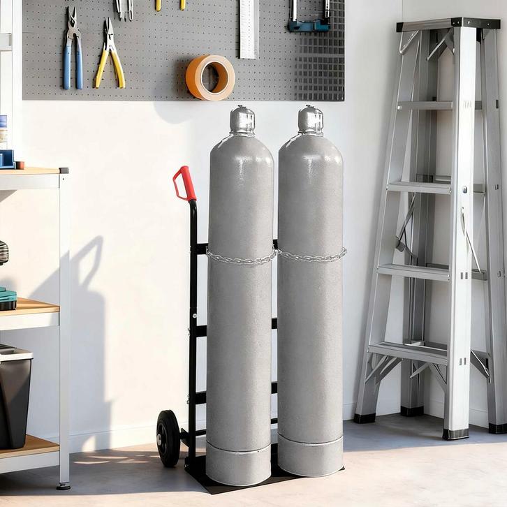 vidaXL Handtrolley Zwart en Rood 63 x 43,5 x 110 cm Staal, Doe-het-zelf en Verbouw, Gereedschap | Overige machines, Nieuw, Verzenden