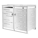 [en.casa] Containerombouw Fahrenwalde rvs 116x132x80 cm zilv, Huis en Inrichting, Woonaccessoires | Prullenbakken, Verzenden, Nieuw