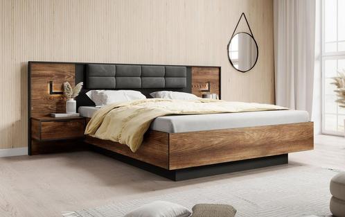 Meubella | Tweepersoonsbed 160x200 met nachtlampjes, Huis en Inrichting, Slaapkamer | Bedden, 160 cm, 200 cm, Tweepersoons, Nieuw