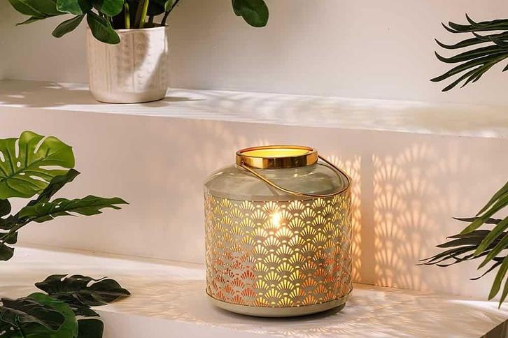Decoratieve lantaarn CANDLELIGHT 20cm pastelgroen metaal, Huis en Inrichting, Woonaccessoires | Overige, Ophalen of Verzenden