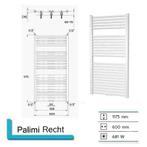 Handdoekradiator Palimi Recht 1175 x 600 mm Aluminium, Ophalen of Verzenden, Nieuw, Overige typen