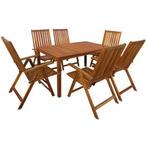 vidaXL 7-delige Tuinset massief acaciahout, Verzenden, Nieuw, Tuinset, Hout