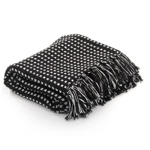 vidaXL Plaid vierkanten 220x250 cm katoen zwart, Huis en Inrichting, Slaapkamer | Beddengoed, Zwart, Nieuw, Verzenden
