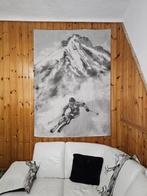 Arazzo in Jacquard wol van Alpaca met skiër in de bergen