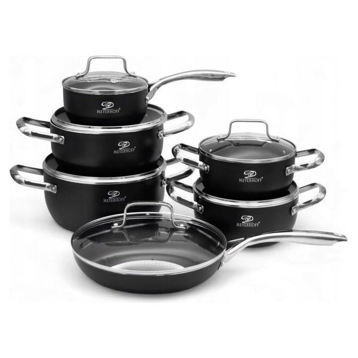 Meyerhoff Premium Pannenset 12delig – Aluminium – Zwart –, Huis en Inrichting, Keuken | Potten en Pannen, Ophalen of Verzenden