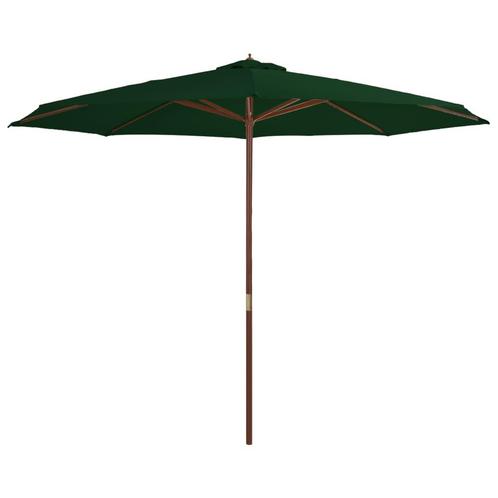 vidaXL Parasol met houten paal 350 cm groen, Tuin en Terras, Parasols, Nieuw, 3 tot 4 meter, Verzenden
