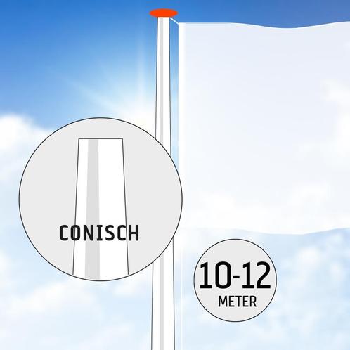 Aluminium vlaggenmast 10 of 12 meter conisch., Diversen, Vlaggen en Wimpels, Nieuw
