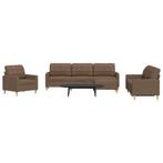 vidaXL 4-delige Loungeset met voetenbank stof bruin, Huis en Inrichting, Verzenden, Nieuw, Vierpersoons of meer, Stof