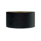 Stoffen lampenkap velvet | Zwart met Gouden binnenkant, 25 tot 50 cm, Zwart, Rond, Nieuw