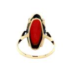 Gouden ring met bloedkoraal 14 krt, Sieraden, Tassen en Uiterlijk, Ringen, Ophalen of Verzenden, Nieuw