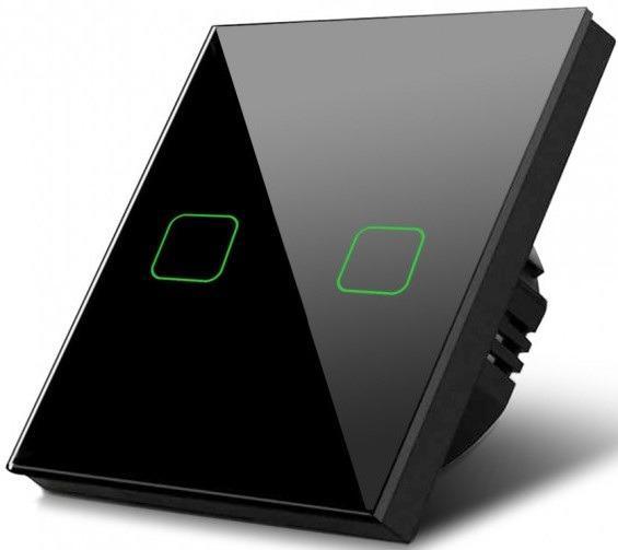 Touch wandschakelaar zwart – Tweevoudig – 1000W – LED-indica, Hobby en Vrije tijd, Elektronica-componenten, Nieuw, Ophalen of Verzenden