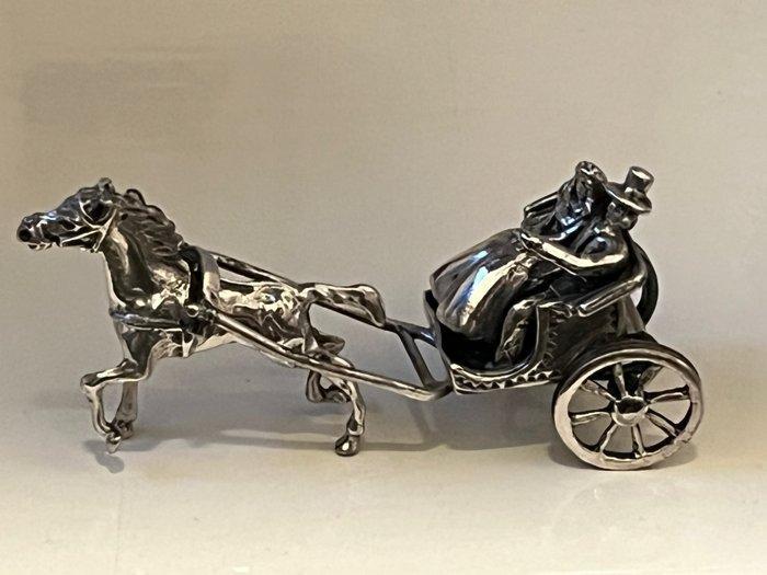 Miniatuur figuur - Zilveren koets met bruid en bruidegom -, Antiek en Kunst, Antiek | Goud en Zilver