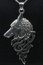 Zilveren Wolf gothic gezwart ketting hanger, Verzenden, Nieuw