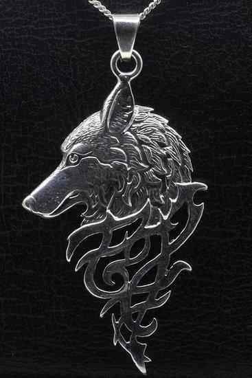 Zilveren Wolf gothic gezwart ketting hanger, Sieraden, Tassen en Uiterlijk, Kettinghangers, Verzenden