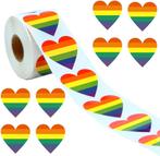 500 Stickers Op Rol - 2.5cm - Hart / Hartjes Regenboog, Verzenden, Nieuw