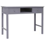 vidaXL Bureau 108x45x76 cm massief paulowniahout grijs, Verzenden, Nieuw