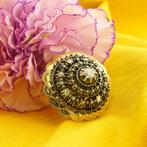 Gouden broche met roos geslepen diamanten; ca. 0,22 ct. |..., Goud, Met edelsteen, Gebruikt, Ophalen of Verzenden