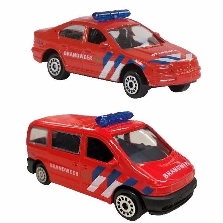 Nederlandse brandweer speelgoed modelauto set 2-dlg - auto.., Hobby en Vrije tijd, Modelauto's | Overige schalen, Ophalen of Verzenden