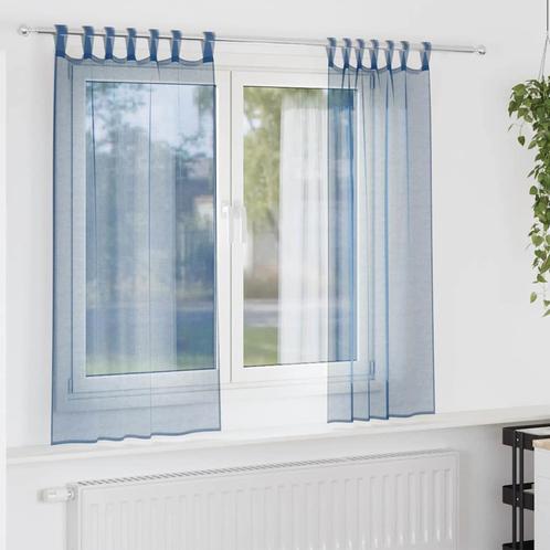 vidaXL Gordijnen voile met lussen 2 st 140x140 cm, Huis en Inrichting, Stoffering | Gordijnen en Lamellen, Blauw, Nieuw, Verzenden