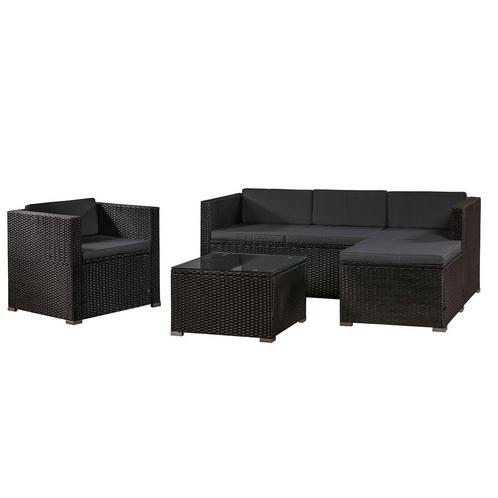 Loungeset Punta Cana L - Polyrotan - Zwart, Tuin en Terras, Tuinsets en Loungesets, Nieuw, Verzenden