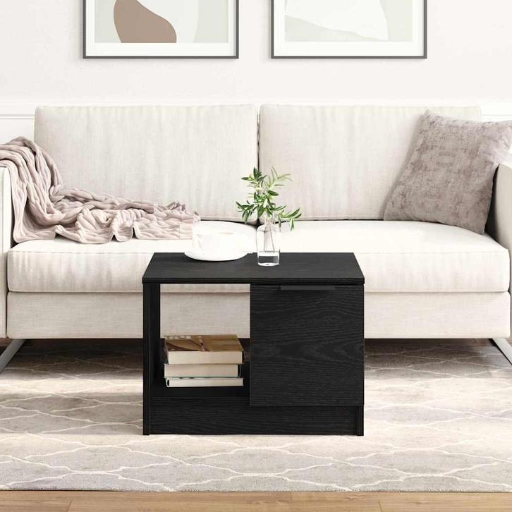 vidaXL Salontafel with Drawer Zwart eiken 50 x 50 x 36 cm, Huis en Inrichting, Tafels | Salontafels, Vierkant, Nieuw, Overige houtsoorten