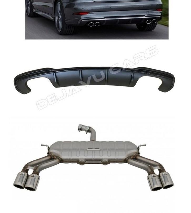 S3 Look Diffuser Black Edition + Uitlaat systeem voor Audi A, Auto diversen, Tuning en Styling, Ophalen of Verzenden