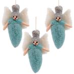 Wolvilt Hangers Engeltjes - IJsblauw - Set 3 stuks - Fairtra, Ophalen of Verzenden, Nieuw