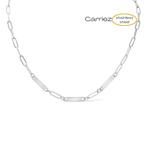 Paperclip drie namen ketting zilver - premium stainless stee, Verzenden, Nieuw, Zilver