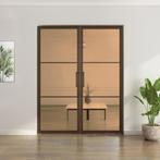 Dubbele stalen taatsdeur - 3 Vlaks - Brons - Brons rook glas, Minder dan 80 cm, Overige typen, Nieuw, Metaal