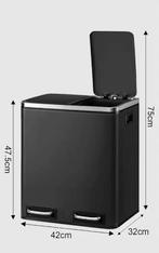 RVS pedaalemmer 2-vaks 30L/48L – Afvalscheiding keuken, Huis en Inrichting, Woonaccessoires | Prullenbakken, Verzenden, Nieuw