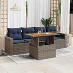 vidaXL 5-delige Loungeset met kussens poly rattan grijs, Verzenden, Nieuw, Rotan, Loungeset