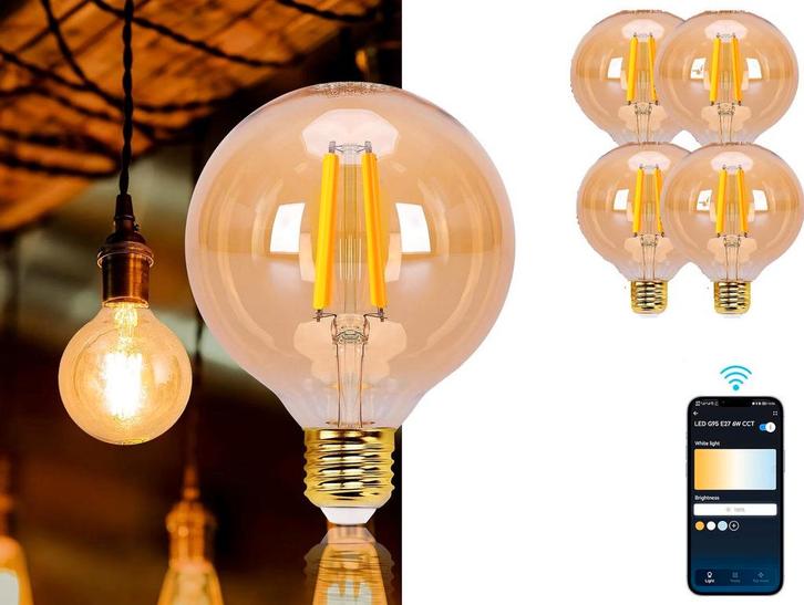 E27 LED lamp - Dimbaar - Filament lamp - 6W - 4 stuks - Aigo, Huis en Inrichting, Lampen | Overige, Nieuw, Verzenden