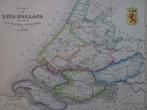 Litho kleur kaart plattegrond Zuid-Holland F. Allan, ca 1850, Antiek en Kunst, Kunst | Litho's en Zeefdrukken, Verzenden