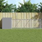 vidaXL Hondenhok met ren 110x1221x110 cm staal lichtgrijs, Dieren en Toebehoren, Hondenhokken, Verzenden, Nieuw