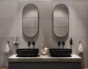 Haceka Deco spiegel - 80 x 40 cm - ovaal - mat zwart (1 stuk beschikbaar voor biedingen