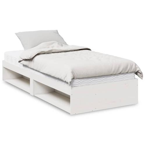 vidaXL Slaapbank met matras 90x200 cm massief grenenhout wit, Huis en Inrichting, Slaapkamer | Bedden, 90 cm, 200 cm, Wit, Eenpersoons