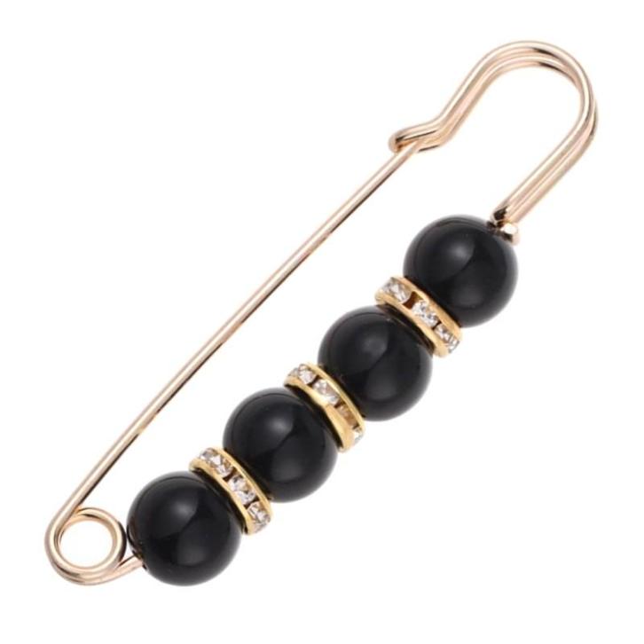 Fako Bijoux® - Sierspeld / Sjaalspeld - Zwarte Parels - 75mm, Sieraden, Tassen en Uiterlijk, Broches, Verzenden